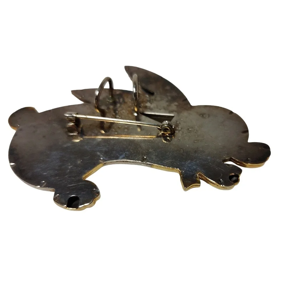 Vintage Bunny Rabbit Brooch Pin Pendant‎ Large Animal Jewelry Silver Plated 3 in